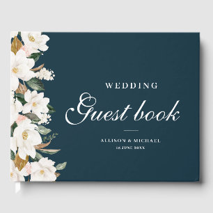 libro de invitados de magnolia floral boda