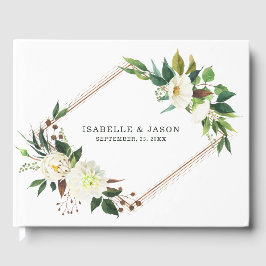 Libro de invitados de marco de rosas blancas