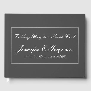 Libro de invitados de matrimonio gris y personaliz