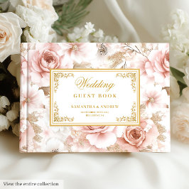 Libro de invitados de moda Boho Rubor Ivory Gold W