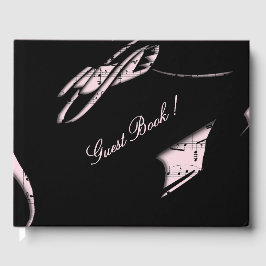 Libro de invitados de música abstracta rosa