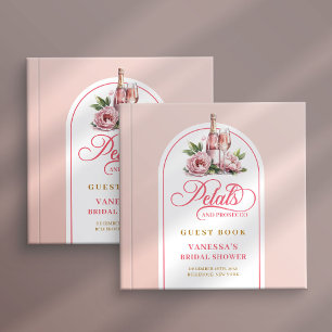 Libro de invitados de pétalos elegantes y prosecco