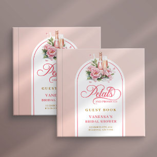 Libro de invitados de pétalos y prosecco dorado ro