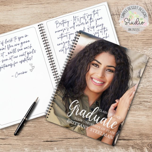 Libro de invitados de posgrado instantáneo moderno (Modern trendy graduation party guest book for personal messages instant photos and keepsake for grad)