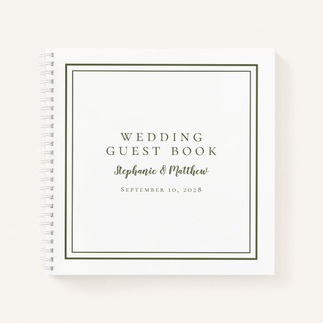 Libro de invitados de presupuesto de boda verde ol (Anverso)