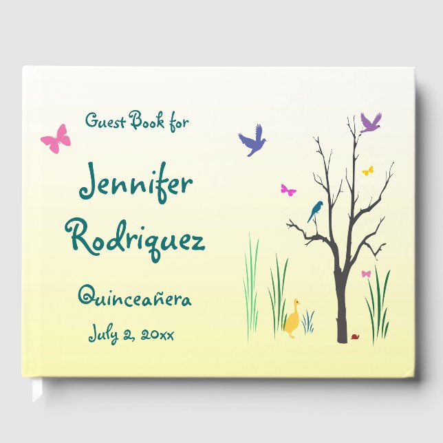 Libro de invitados de primavera amarilla de Quince (Anverso)