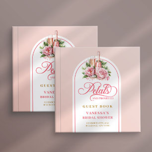 Libro de invitados de prosecco con hermosos pétalo