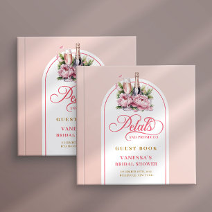 Libro de invitados de prosecco con pétalos de suav