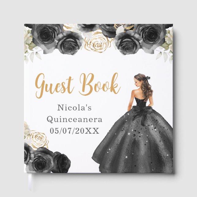 Libro de invitados de Quinceañera con princesa de  (Anverso)