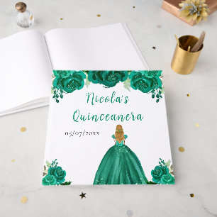 Libro de invitados de Quinceañera de cabello rubio
