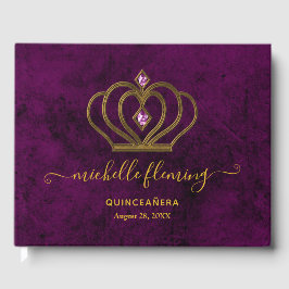 Libro de invitados de Quinceañera Old Gold Eleganc