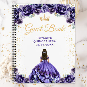 Libro de invitados de Quinceañera Princesa Morado