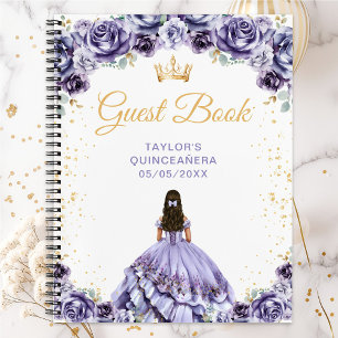 Libro de invitados de Quinceañera Princesa Morado