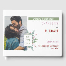 Libro de invitados de Red Berries y Eucalyptus Bod