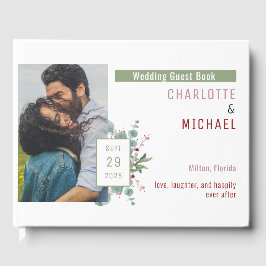 Libro de invitados de Red Berries y Eucalyptus Bod