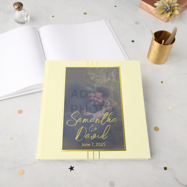 Libro de invitados de Relieve metalizado de Boda d (Anverso Abierto)