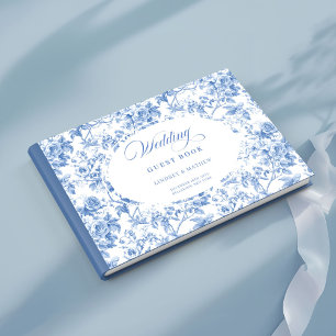 Libro de Invitados de Rosas Florales Toile Navy At