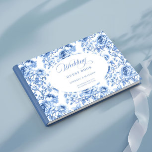 Libro de invitados de rosas Toile de Jouy azul rea