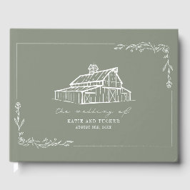 Libro de invitados de Rustic Barn Sage Green Farm 