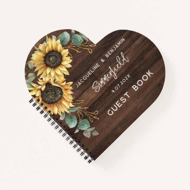 Libro de invitados de Rustic Sunflower Eucalyptus  (Anverso)