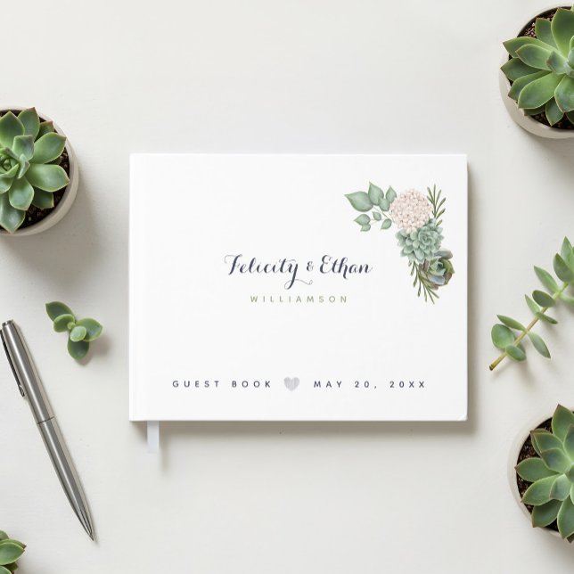 Libro de invitados de Sage Floral Flowers White Wo (Sage Floral Flowers White Wood Wedding Guest Book)