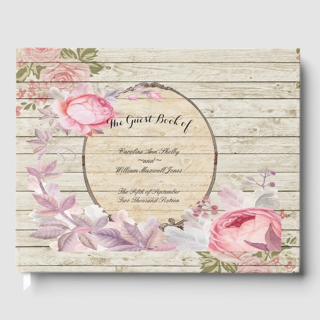 Libro de invitados de Shabby Chic Victorian Flower (Anverso)