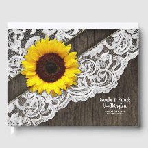 Libro de invitados de Sunflower Barn Wood and Lace