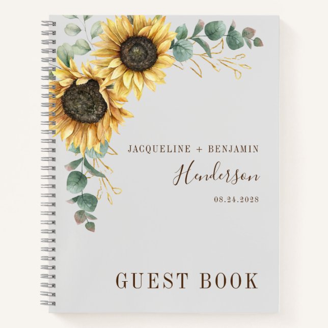 Libro de invitados de Sunflower Floral Eucalyptus  (Anverso)