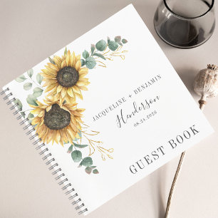 Libro de invitados de Sunflower Floral Eucalyptus 