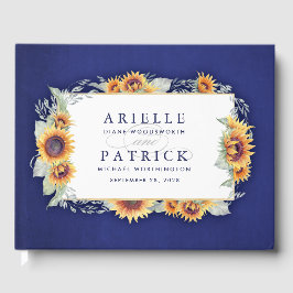 Libro de invitados de Sunflower Royal Blue Rustic