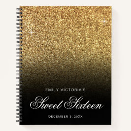 Libro de invitados de Sweet Sixteen con brillo dor