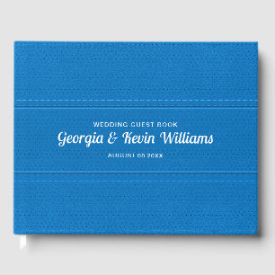 Libro de invitados de textura azul de imitación de