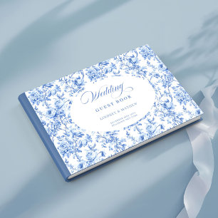 Libro de invitados de toile de rosas azules clásic