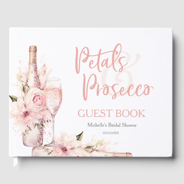 Libro de invitados de verano boho pétalos y prosec (Anverso)