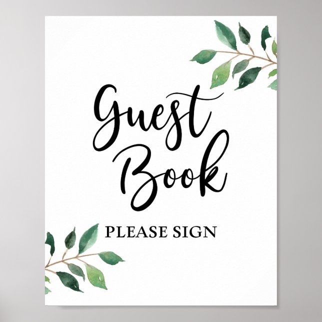 Libro de Invitados de Verde - Señal para Boda o Fi (Frente)