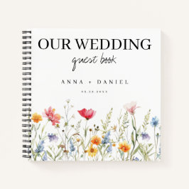 Libro de invitados de Watercolor Wildflower Boda