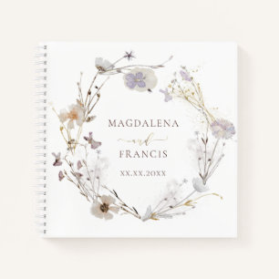 libro de invitados de wildflowers wreath boda