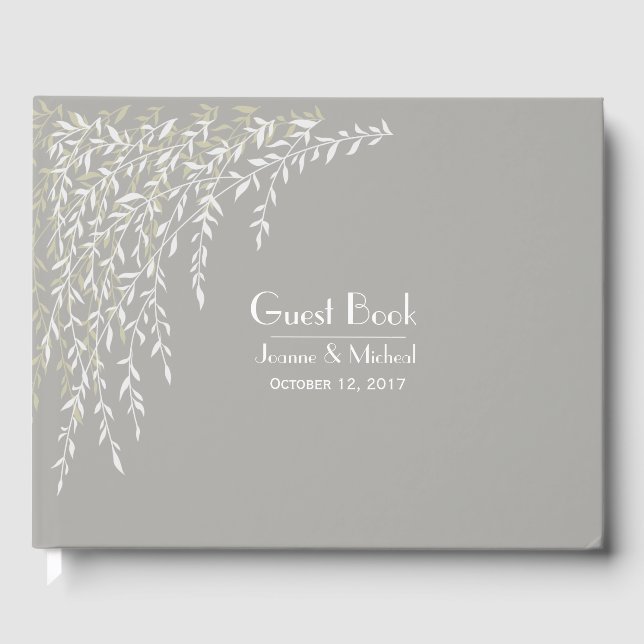 Libro de invitados de Willow Branches Taupe Boda (Anverso)