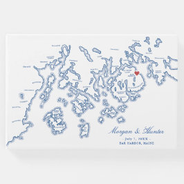Libro de invitados del Boda Bar Harbour Maine Map