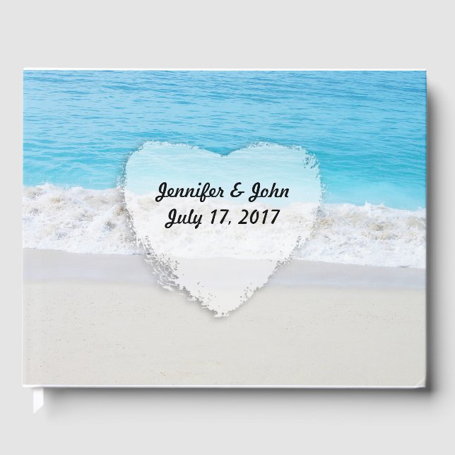 Libro de invitados del Boda Blue Ocean White Sand  (Anverso)
