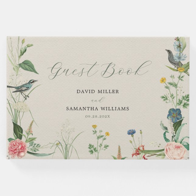 Libro de invitados del Boda de marcos de flores si (Anverso)