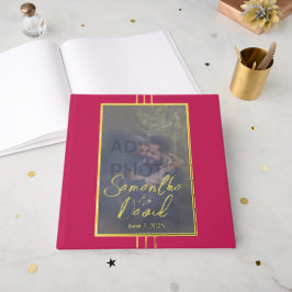 Libro de invitados del Relieve metalizado del Boda