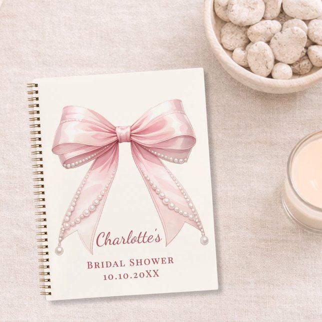 Libro de invitados Desayuno de novia lazo rosa per (Subido por el creador)