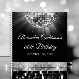 Libro de invitados Disco Ball de Silver 60th Birth