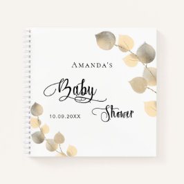 Libro de invitados ducha de bebé eucalipto dorado