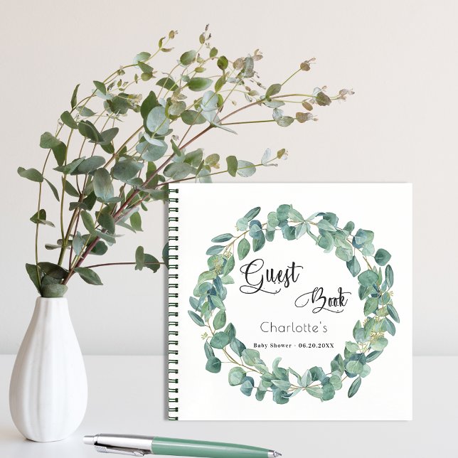 Libro de invitados ducha de bebé eucalipto vegetac (Subido por el creador)
