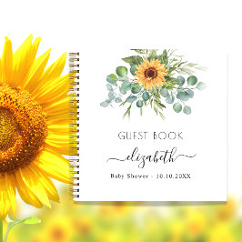 Libro de invitados ducha de bebé girasoles eucalip