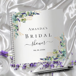 Libro de invitados ducha de novia eucalipto plata