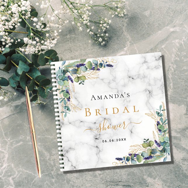 Libro de invitados ducha de novia mármol eucalipto (Subido por el creador)