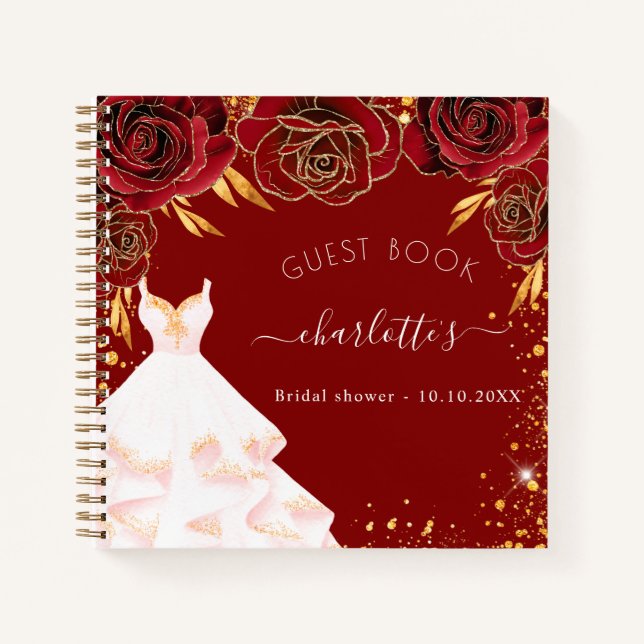 Libro de invitados ducha de novia vestido rojo bla (Anverso)